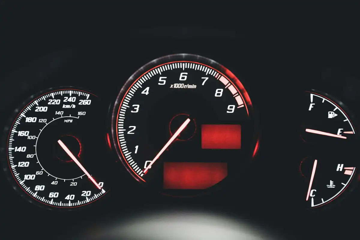 a close up of a speedometer on a car
