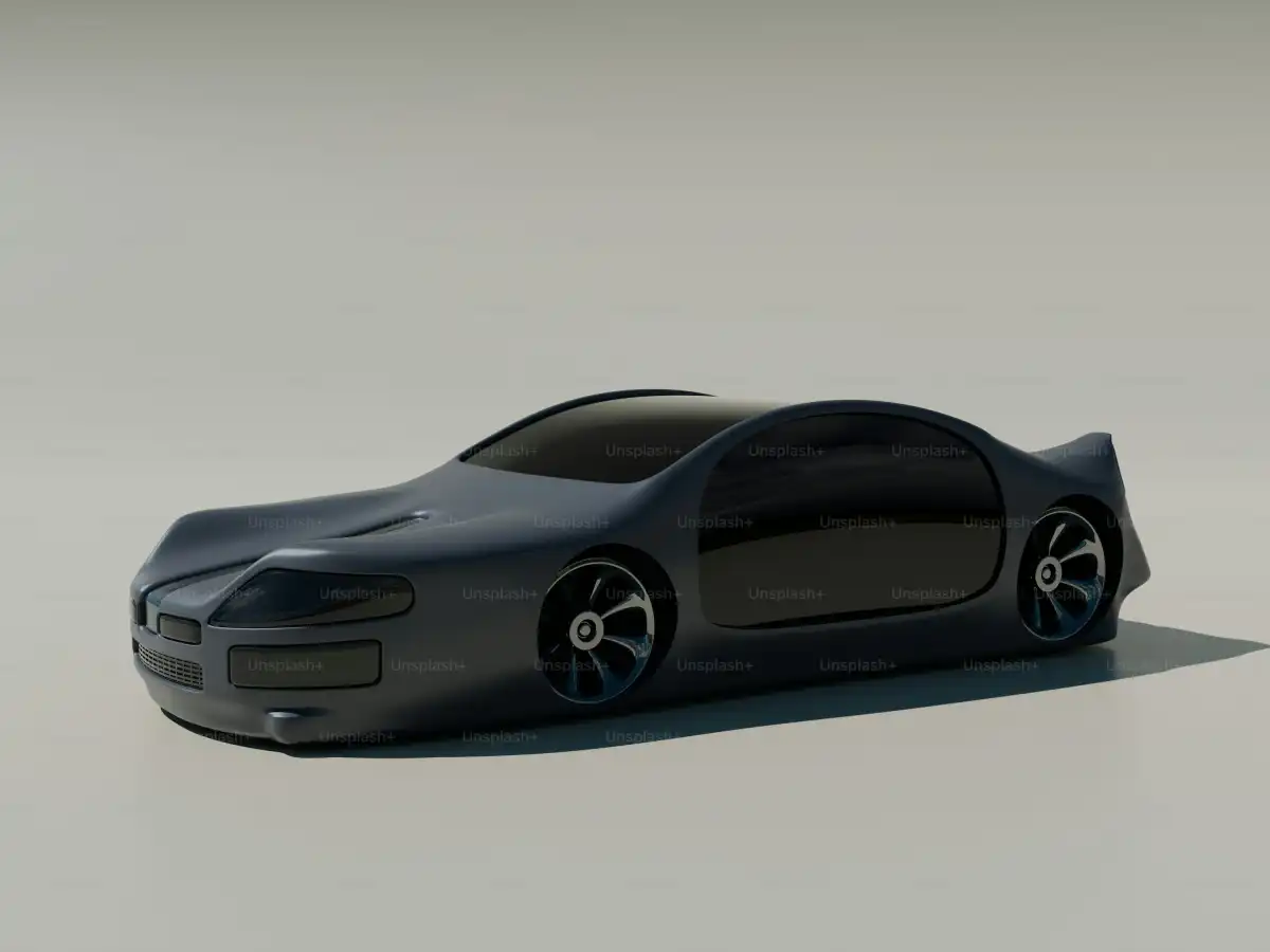 A car that is sitting in the middle of the floor