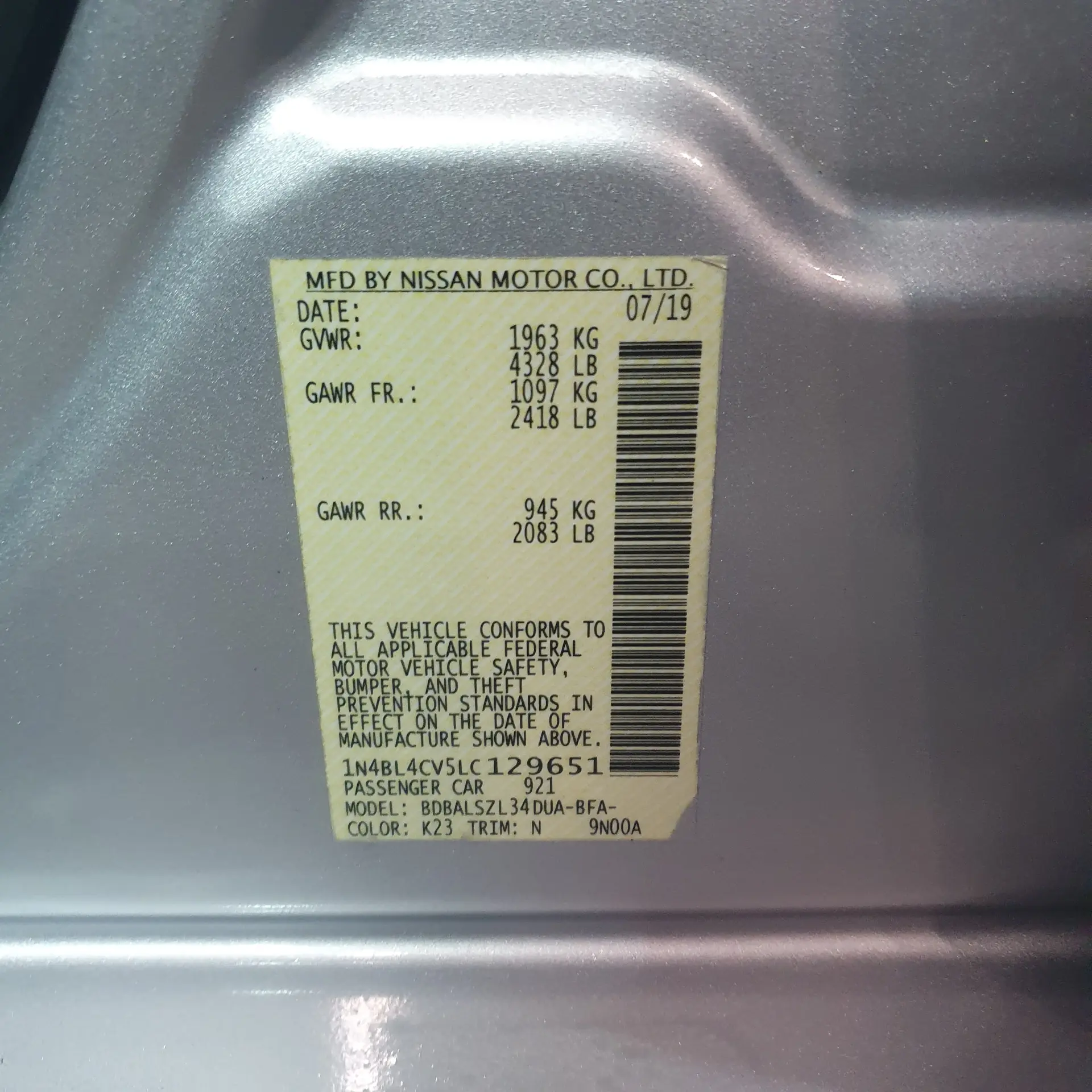 Nissan Altima 2020 2.5L