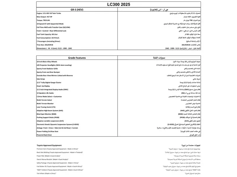 تويوتا لاندكروزر صالون GR-S هايبرد 2025