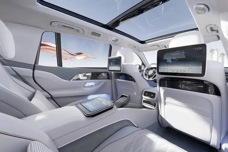 Mercedes Benz GLS Class 2026 interior cabin layout with infotainment screen in Saudi Arabia