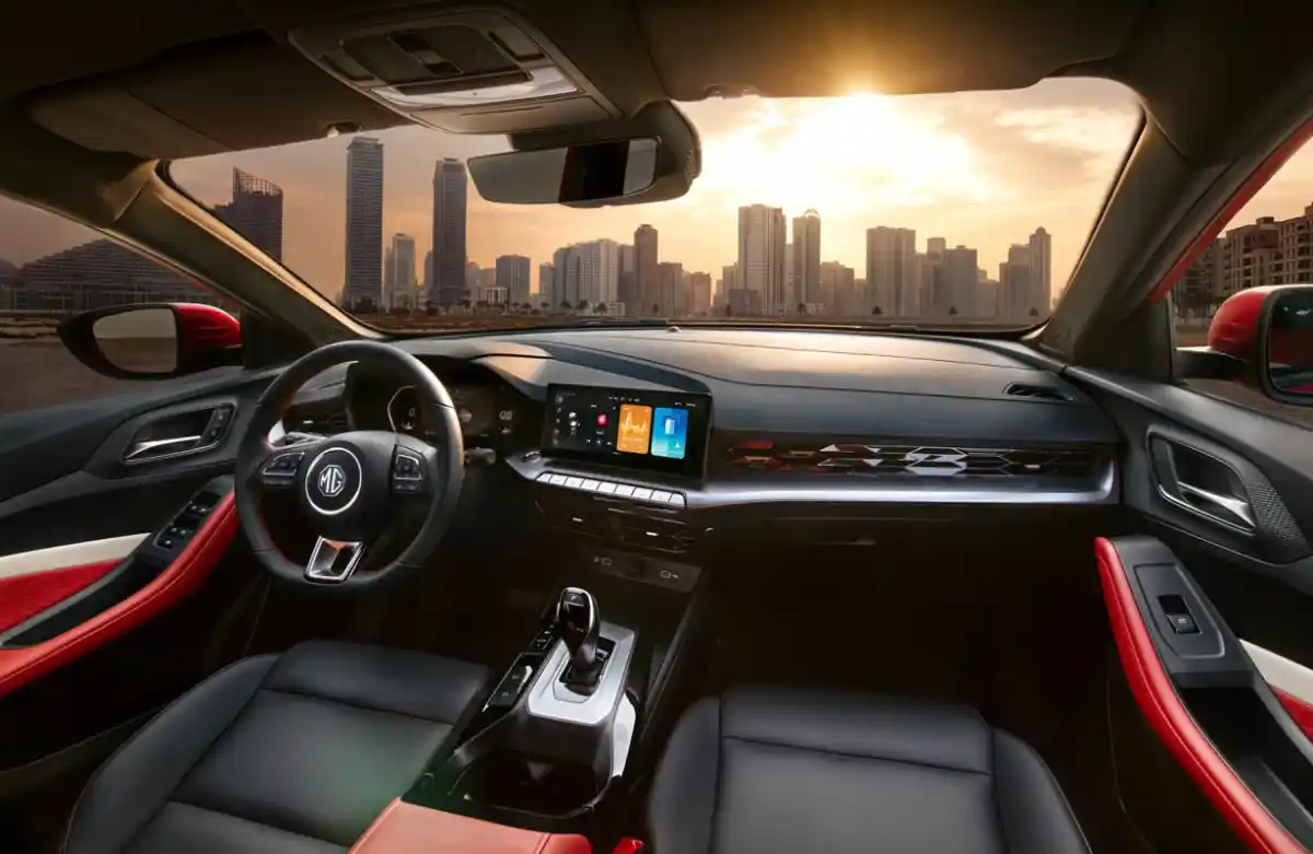 [مكان صورة: نظام الترفيه و الم驾驶خية الرقمية لسيارة مج MG GT]