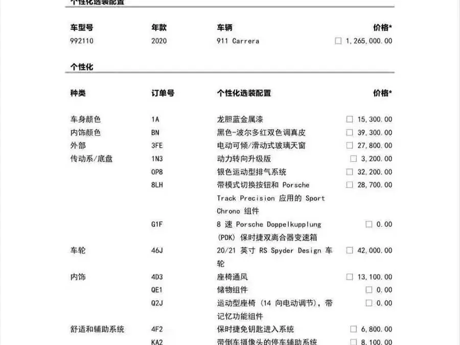 Porsche 911 2020 Carrera 3.0T