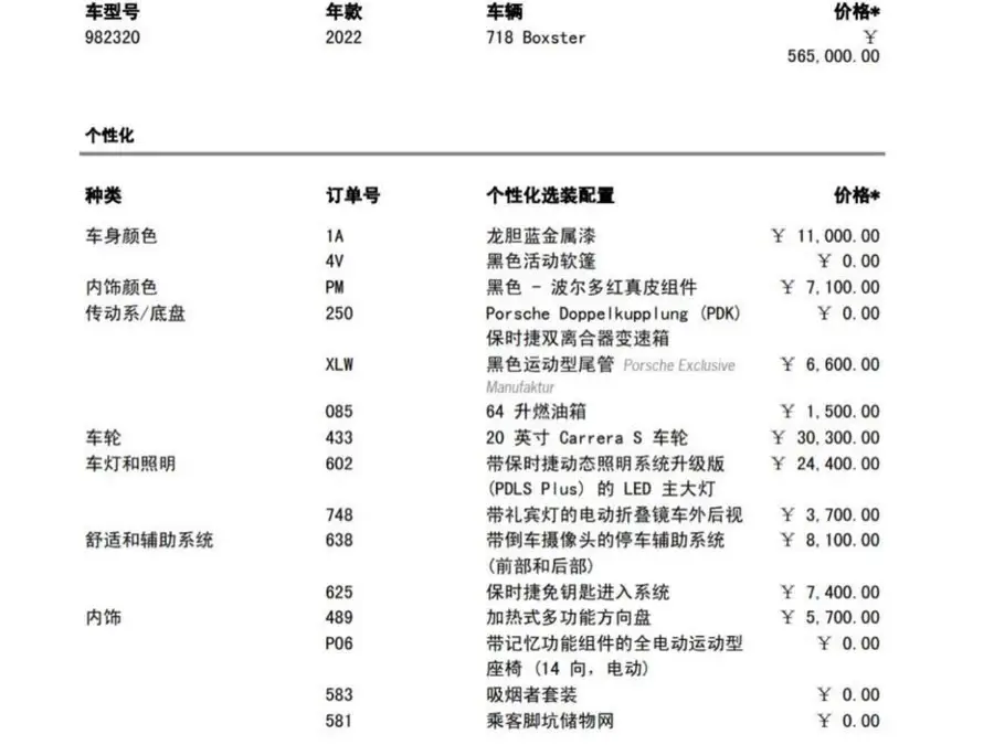 Porsche 718 2022 Boxster 2.0T