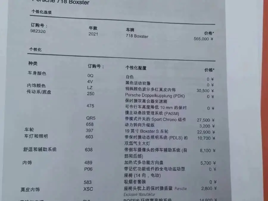 Porsche 718 2020 Model Boxster 2.0T