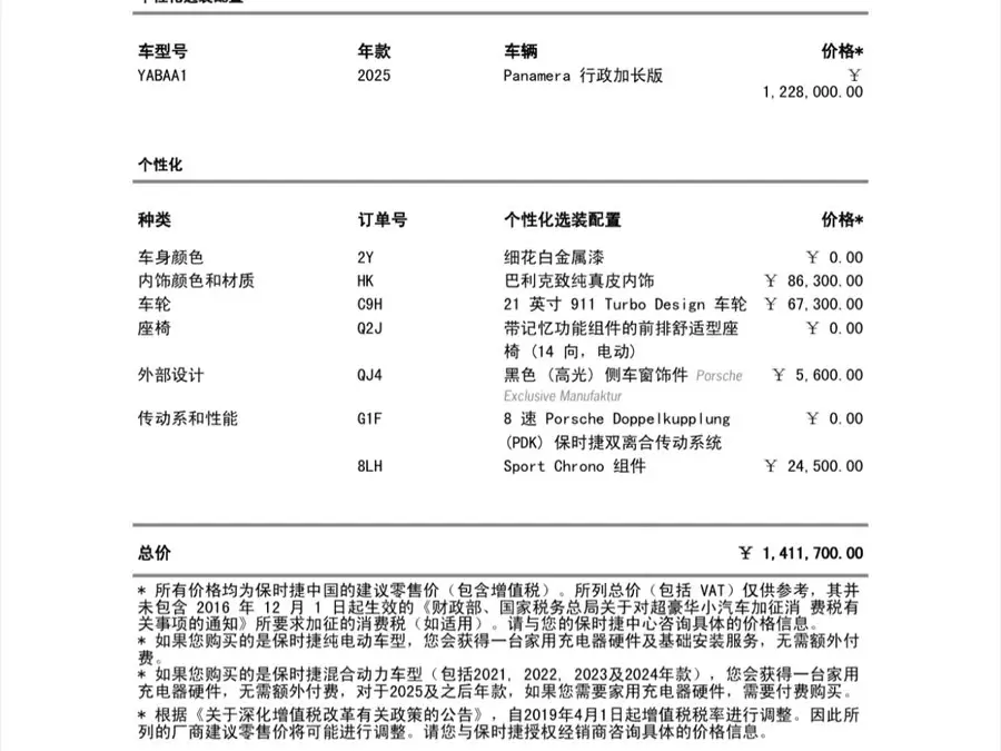 2024 Panamera Executive Long Wheelbase 2.9T