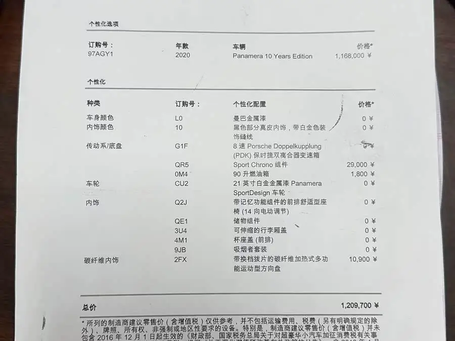 2020 Panamera 10th Anniversary Edition 2.9T