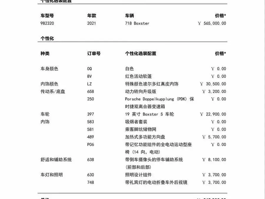 Porsche 718 2020 Model Boxster 2.0T