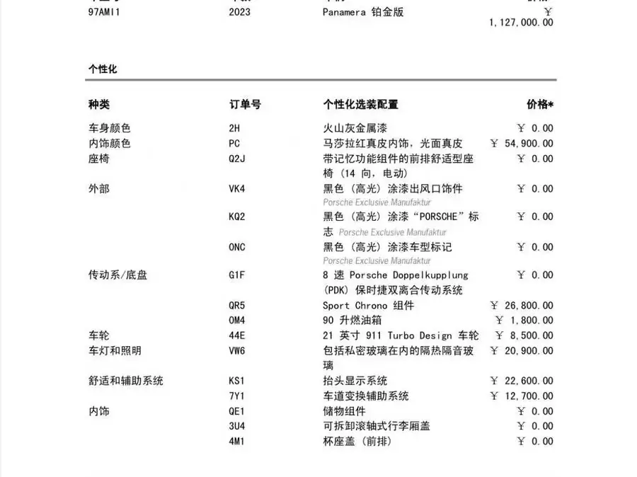 2023 Panamera 2.9T Platinum Edition