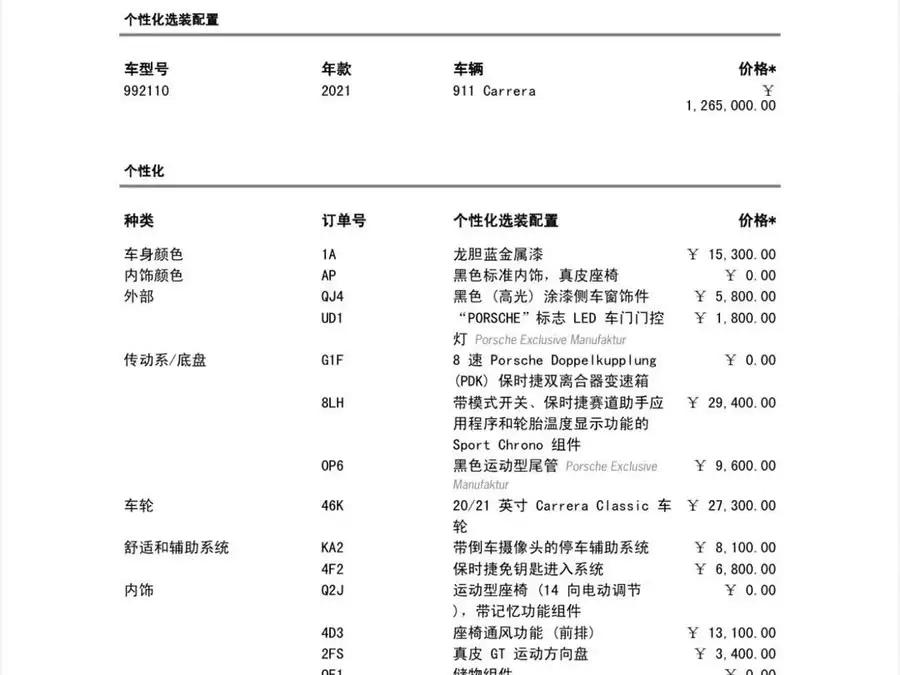 Porsche 911 2020 Carrera 3.0T