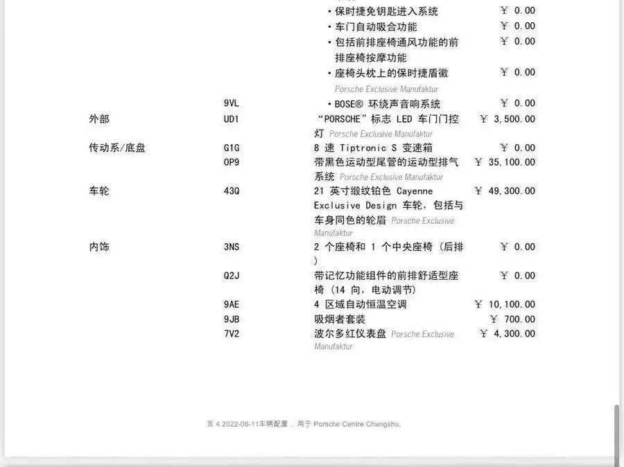 2022 Cayenne Cayenne Coupé 3.0T Platinum Edition