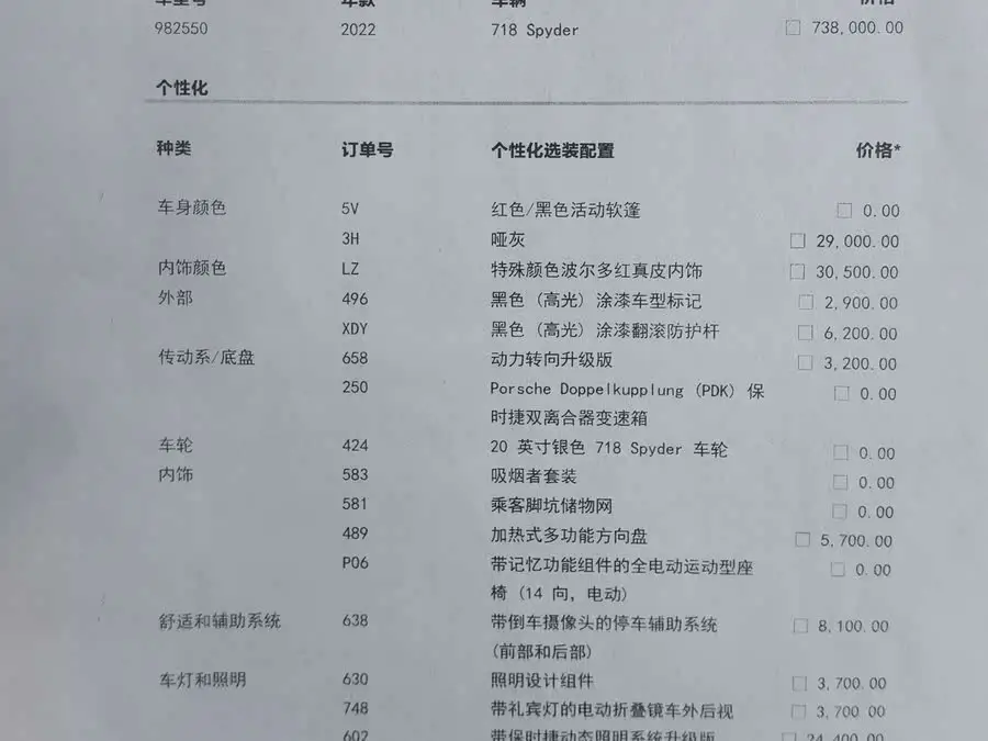 Porsche 718 2022 Spyder 2.0T