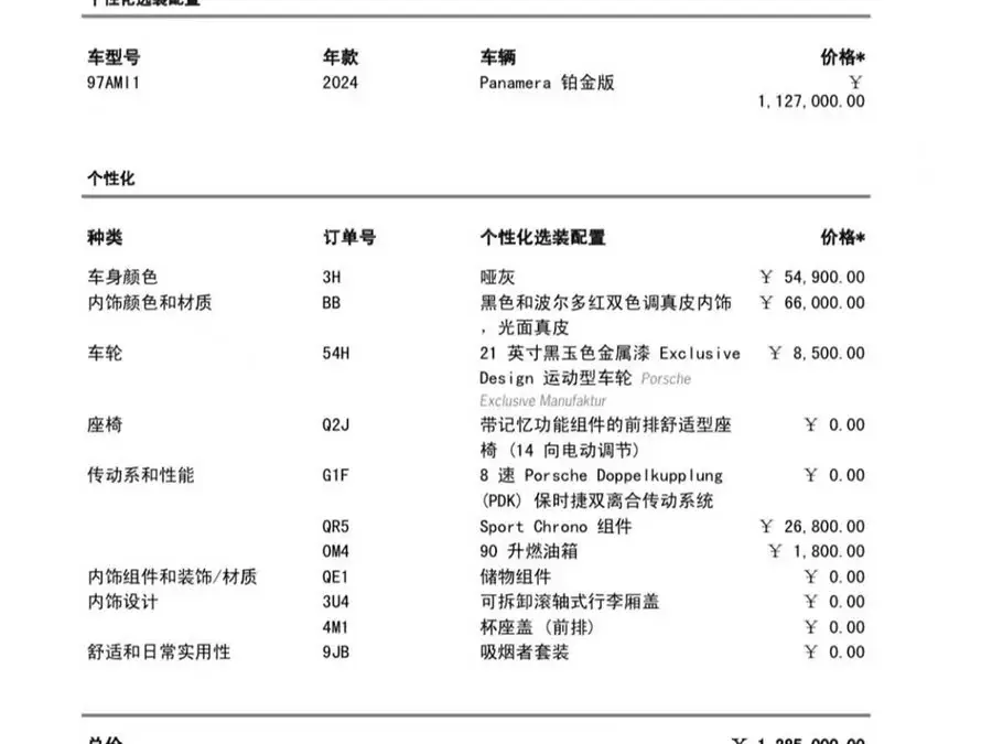 2023 Panamera 2.9T Platinum Edition