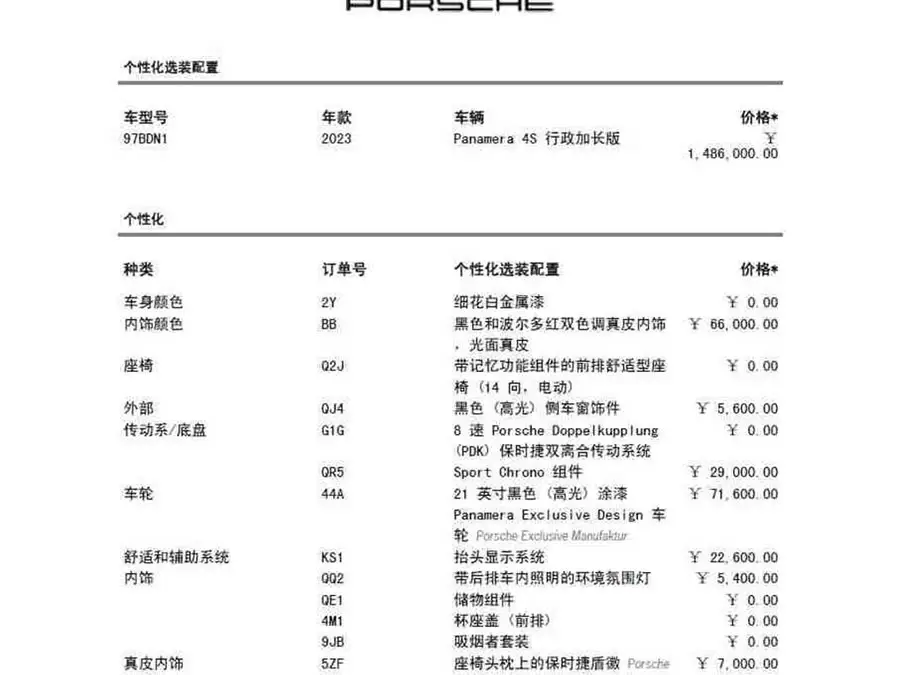 2023 Panamera 4S Executive Long Wheelbase 2.9T