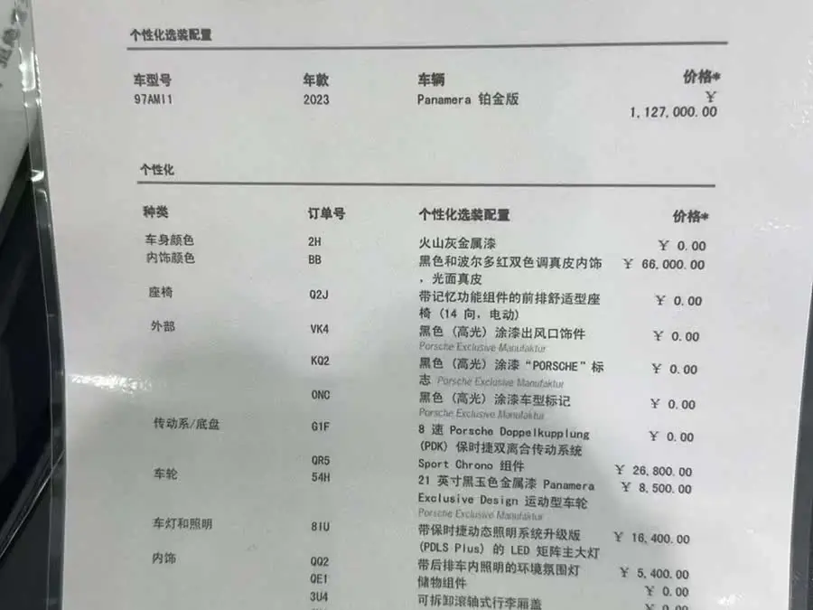 2023 Panamera Facelift Panamera 2.9T Platinum Edition